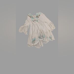Antica Sartoria Women's Flared Sleeve Lace Sequined Coverup Dress